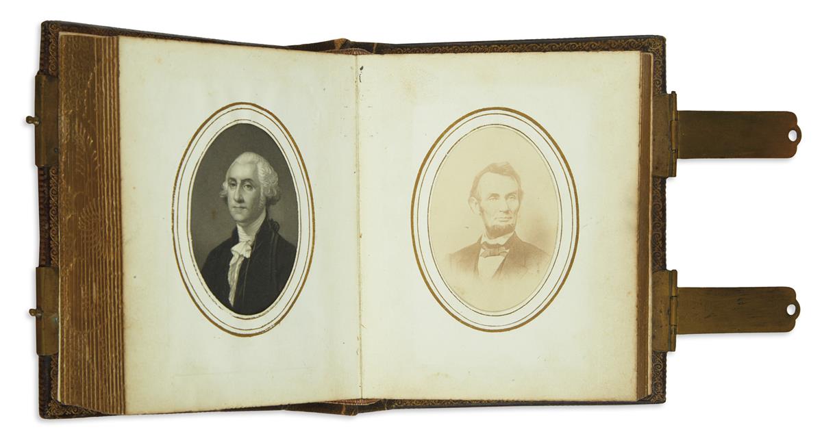 (LINCOLN, ABRAHAM.) Carte-de-visite album of Lincoln along with other presidents and war heroes.